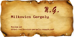 Milkovics Gergely névjegykártya